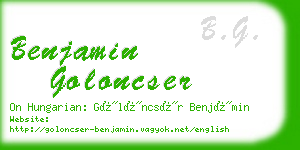 benjamin goloncser business card